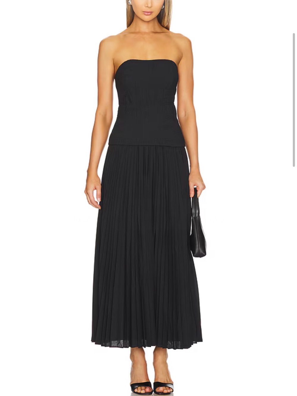 NWT Acler Bristol midi dress Strapless Black Pleated Maxi Dress